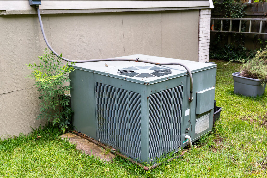 Packaged AC system next to a home